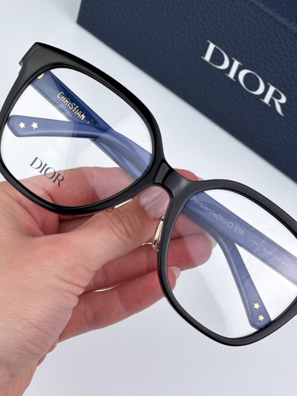 DIOR LAPARISIENNEDIORO S3F CD50077F 001 1000 BLACK BLUE ROUND WOMEN EYEGLASSES
